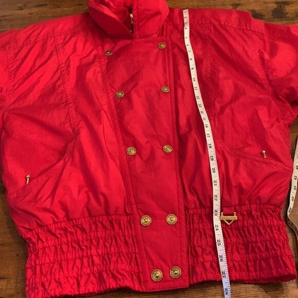 Vintage 90’s Fera Ski Jacket Bright Red Gold Button Detail Sz 16 - Picture 10 of 15